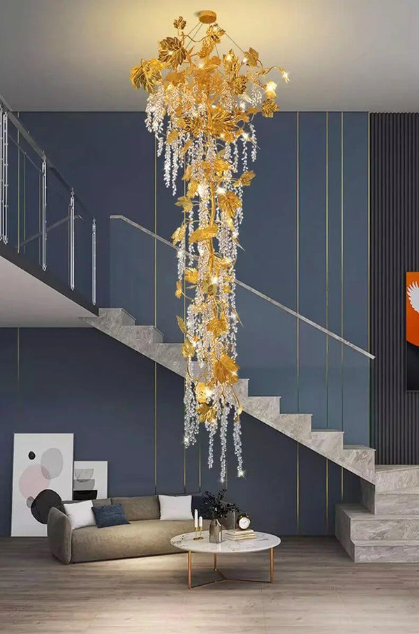 Autumn Leaves Fall Crystal Chandelier Lighting-Staircase Chandelier