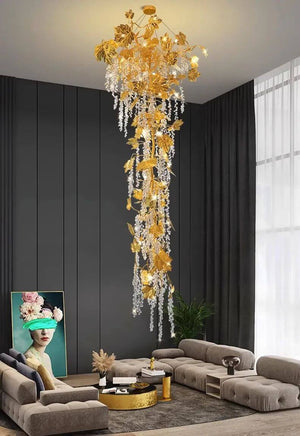 Autumn Leaves Fall Crystal Chandelier Lighting-Staircase Chandelier