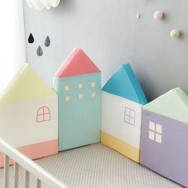 Baby Cot Bumper - Pastel Houses Theme-Crib Bumper
