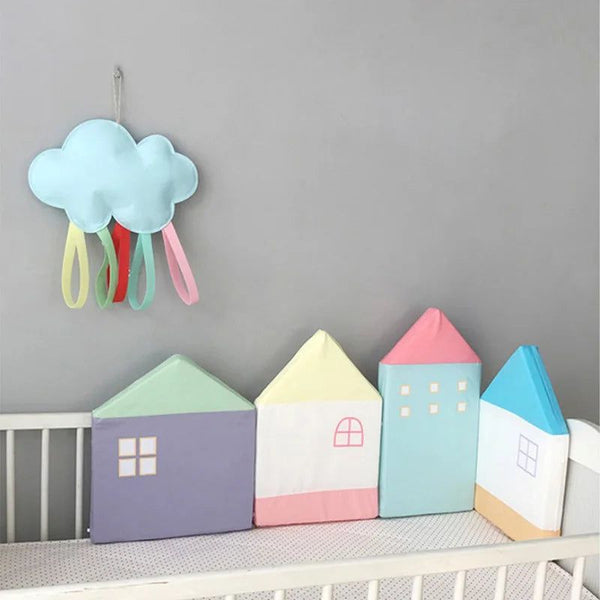 Baby Cot Bumper - Pastel Houses Theme-Crib Bumper