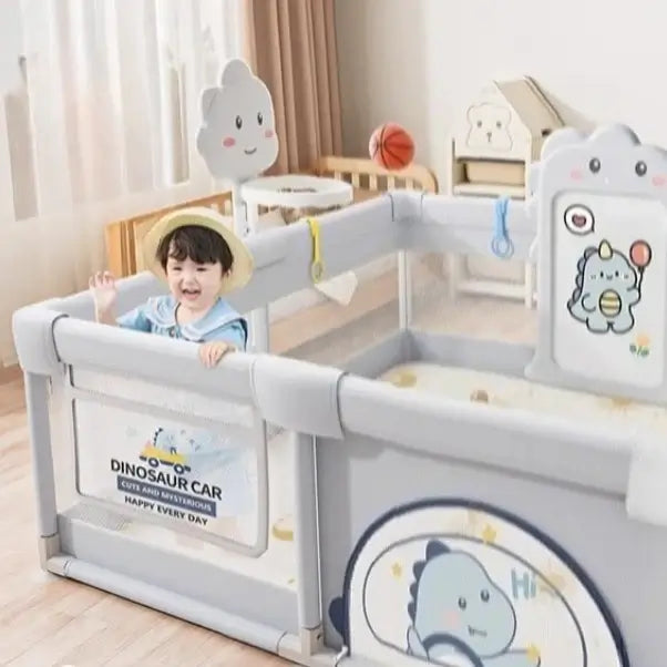 Baby Playpen Safety Gate – Adjustable Play Yard for Babies &amp; Toddlers-Playpen and Ball Pits