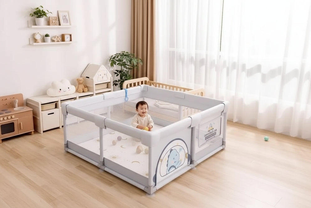 Baby Playpen Safety Gate – Adjustable Play Yard for Babies &amp; Toddlers-Playpen and Ball Pits