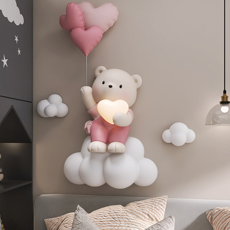 Balloon Bear Statue Wall Hanging Globe Light for Kids Room-Kids Room Nursery Lighting