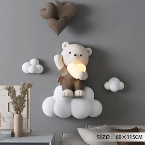Balloon Bear Statue Wall Hanging Globe Light for Kids Room-Kids Room Nursery Lighting