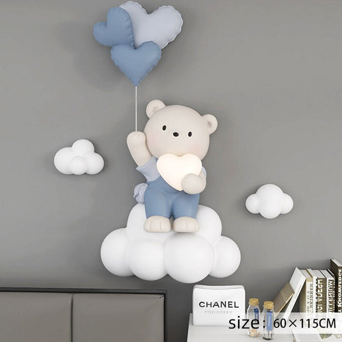 Balloon Bear Statue Wall Hanging Globe Light for Kids Room-Kids Room Nursery Lighting