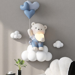 Balloon Bear Statue Wall Hanging Globe Light for Kids Room-Kids Room Nursery Lighting