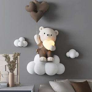 Balloon Bear Statue Wall Hanging Globe Light for Kids Room-Kids Room Nursery Lighting