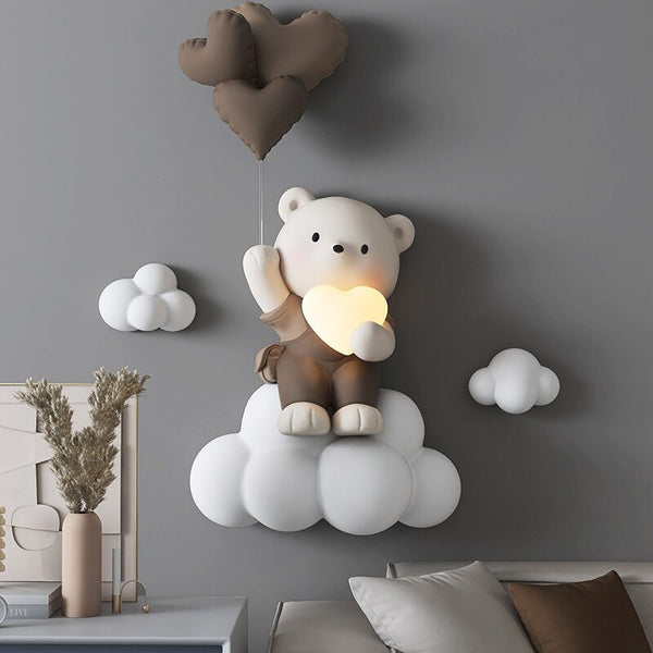 Balloon Bear Statue Wall Hanging Globe Light for Kids Room-Kids Room Nursery Lighting