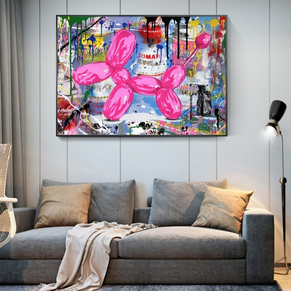 Balloon Dog Graffiti Wall Art: Vibrant and Unique Home Decor-Wall Posters