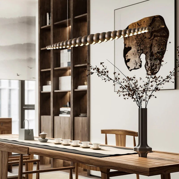 Bamboo Wood Globe Bar LED Pendant Light-Kitchen Island