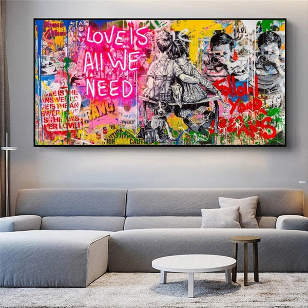 Banksy Art Love Is All We Need Canvas Wall Art-Banksy Wall Poster