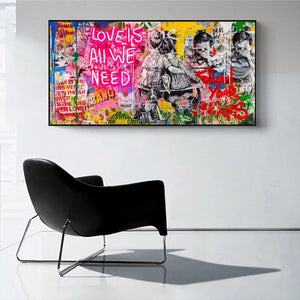 Banksy Art Love Is All We Need Canvas Wall Art-Banksy Wall Poster