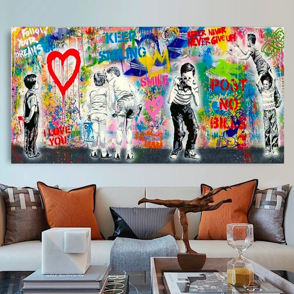 Banksy Art Love Is All We Need Mix Canvas Wall Art-Banksy Wall Poster