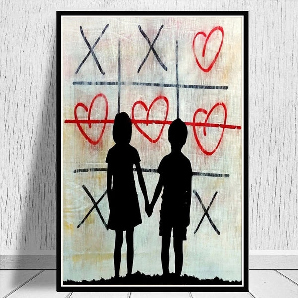 Banksy Artwork Brother and Sister Canvas Wall Art-Banksy Wall Poster