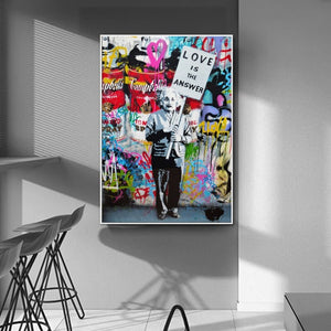 Banksy Artwork Love is the answer Canvas Wall Art-Banksy Wall Poster