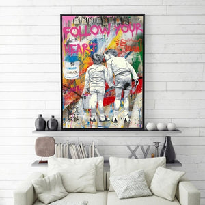 Banksy Canvas Art - Follow Your Heart Graffiti Poster-Banksy Wall Poster