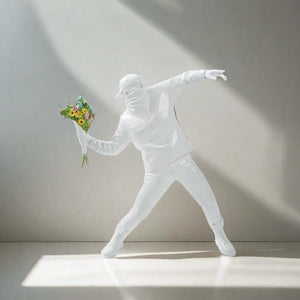 Banksy Flower Bomber Boy Statue Sculpture-Statue & Ornaments