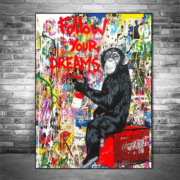 Banksy Follow Your Dreams Canvas Art Posters Modern Graffiti Art-Banksy Wall Poster