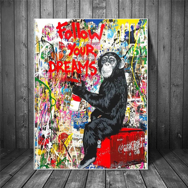 Banksy Follow Your Dreams Canvas Art Posters Modern Graffiti Art-Banksy Wall Poster
