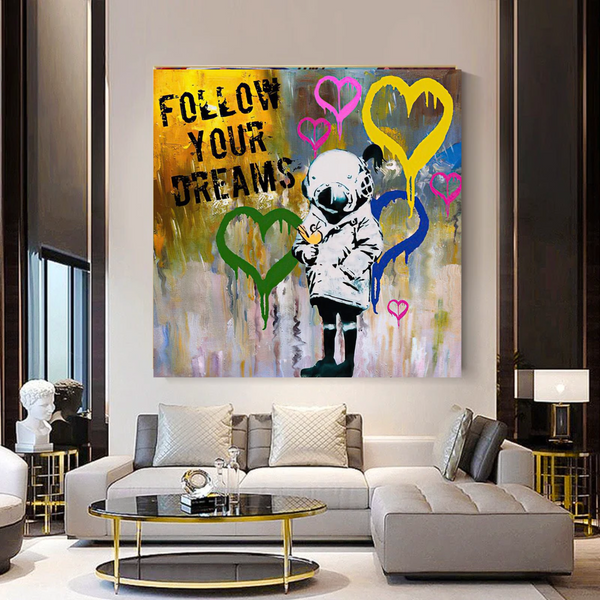 Banksy Follow Your Dreams Graffiti Canvas Wall Art-Banksy Wall Poster