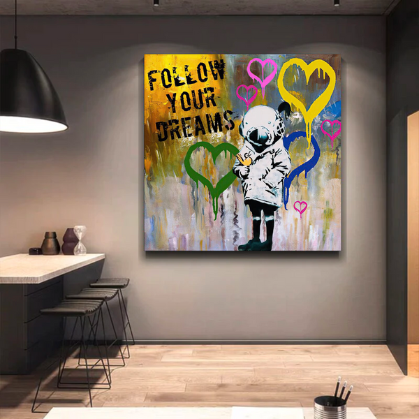 Banksy Follow Your Dreams Graffiti Canvas Wall Art-Banksy Wall Poster