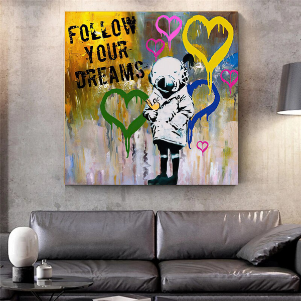 Banksy Follow Your Dreams Graffiti Canvas Wall Art-Banksy Wall Poster