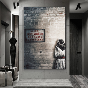 Banksy Graffiti Alice and Wonderland Canvas Wall Art-Banksy Wall Poster