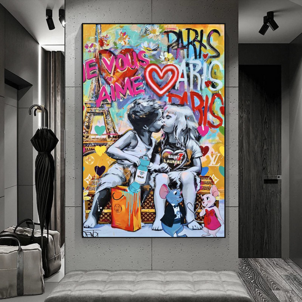 Banksy I Love You Paris Wall Art: Expressive Masterpiece-Banksy Wall Poster