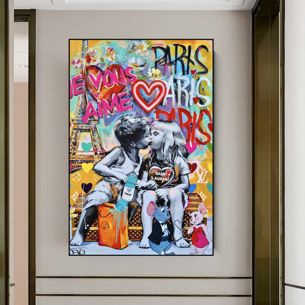 Banksy I Love You Paris Wall Art: Expressive Masterpiece-Banksy Wall Poster