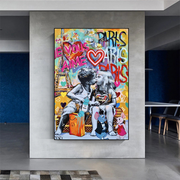 Banksy I Love You Paris Wall Art: Expressive Masterpiece-Banksy Wall Poster
