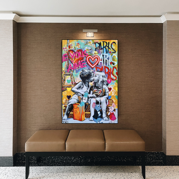 Banksy I Love You Paris Wall Art: Expressive Masterpiece-Banksy Wall Poster