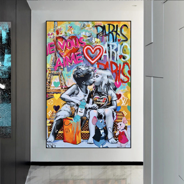 Banksy I Love You Paris Wall Art: Expressive Masterpiece-Banksy Wall Poster