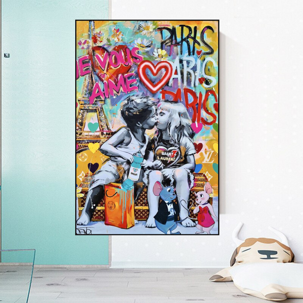 Banksy I Love You Paris Wall Art: Expressive Masterpiece-Banksy Wall Poster