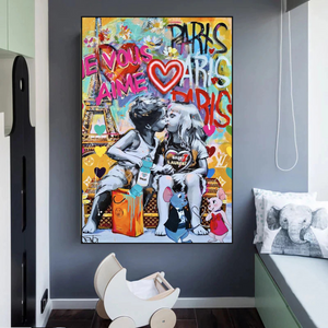 Banksy I Love You Paris Wall Art: Expressive Masterpiece-Banksy Wall Poster