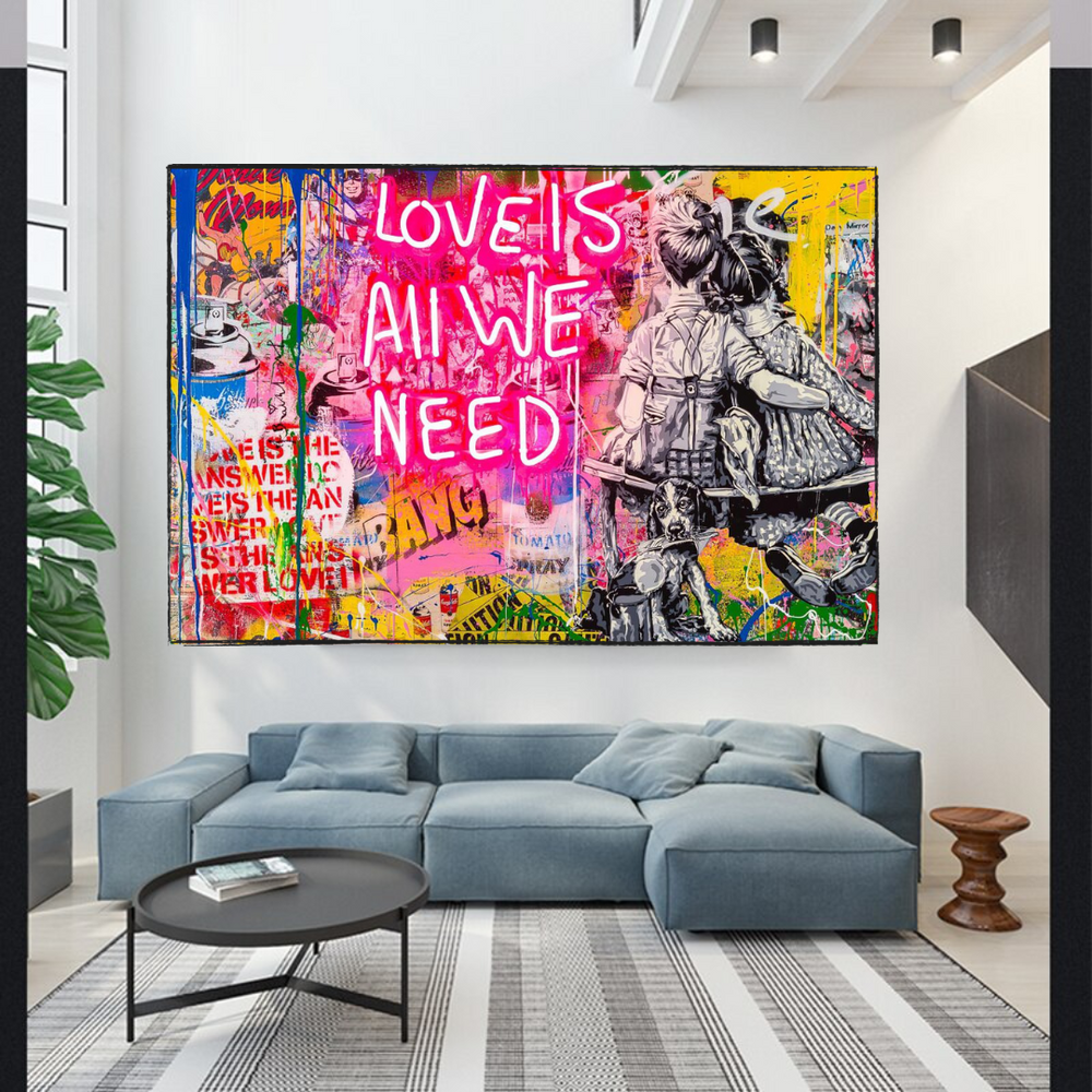 Banksy Love is all we need Canvas Wall Art-Banksy Wall Poster