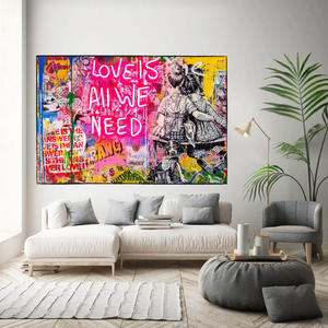 Banksy Love is all we need Canvas Wall Art-Banksy Wall Poster