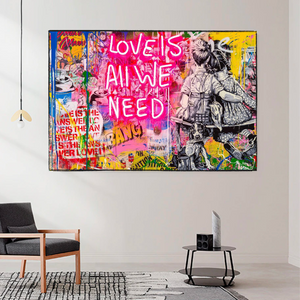 Banksy Love is all we need Canvas Wall Art-Banksy Wall Poster