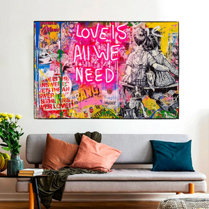 Banksy Love is all we need Canvas Wall Art-Banksy Wall Poster