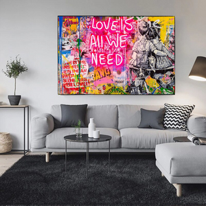 Banksy Love is all we need Canvas Wall Art-Banksy Wall Poster