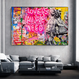 Banksy Love is all we need Canvas Wall Art-Banksy Wall Poster
