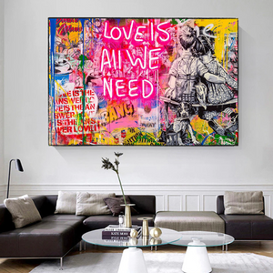 Banksy Love is all we need Canvas Wall Art-Banksy Wall Poster