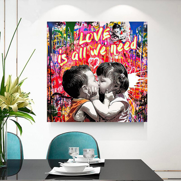 Banksy Love is all we need Graffiti Canvas Wall Art-Banksy Wall Poster