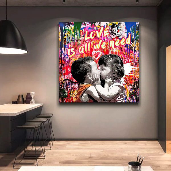 Banksy Love is all we need Graffiti Canvas Wall Art-Banksy Wall Poster