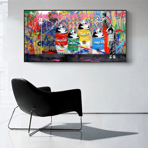 Banksy Never Give Up Canvas Graffiti Prints for Modern Home Decor-Banksy Wall Poster