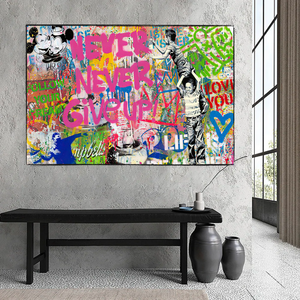 Banksy Never Give Up Canvas Wall Art - Banksy Art Print-Banksy Wall Poster