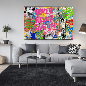Banksy Never Give Up Canvas Wall Art - Banksy Art Print-Banksy Wall Poster