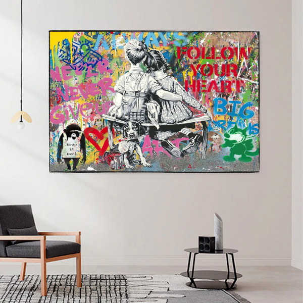 Banksy Never Give Up Follow Your Dreams Canvas Wall Art-Banksy Wall Poster