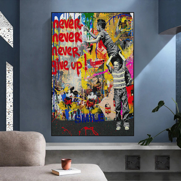 Banksy Never Give Up Poster: Authentic Street Art-Banksy Wall Poster