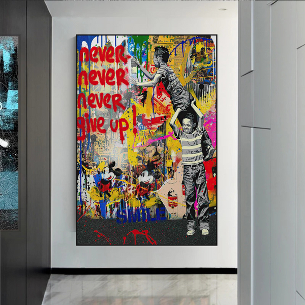 Banksy Never Give Up Poster: Authentic Street Art-Banksy Wall Poster