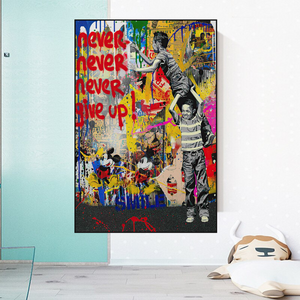 Banksy Never Give Up Poster: Authentic Street Art-Banksy Wall Poster